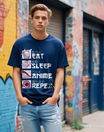 Eat Sleep Anime Repeat Premium Heavy Oversized T-Shirt