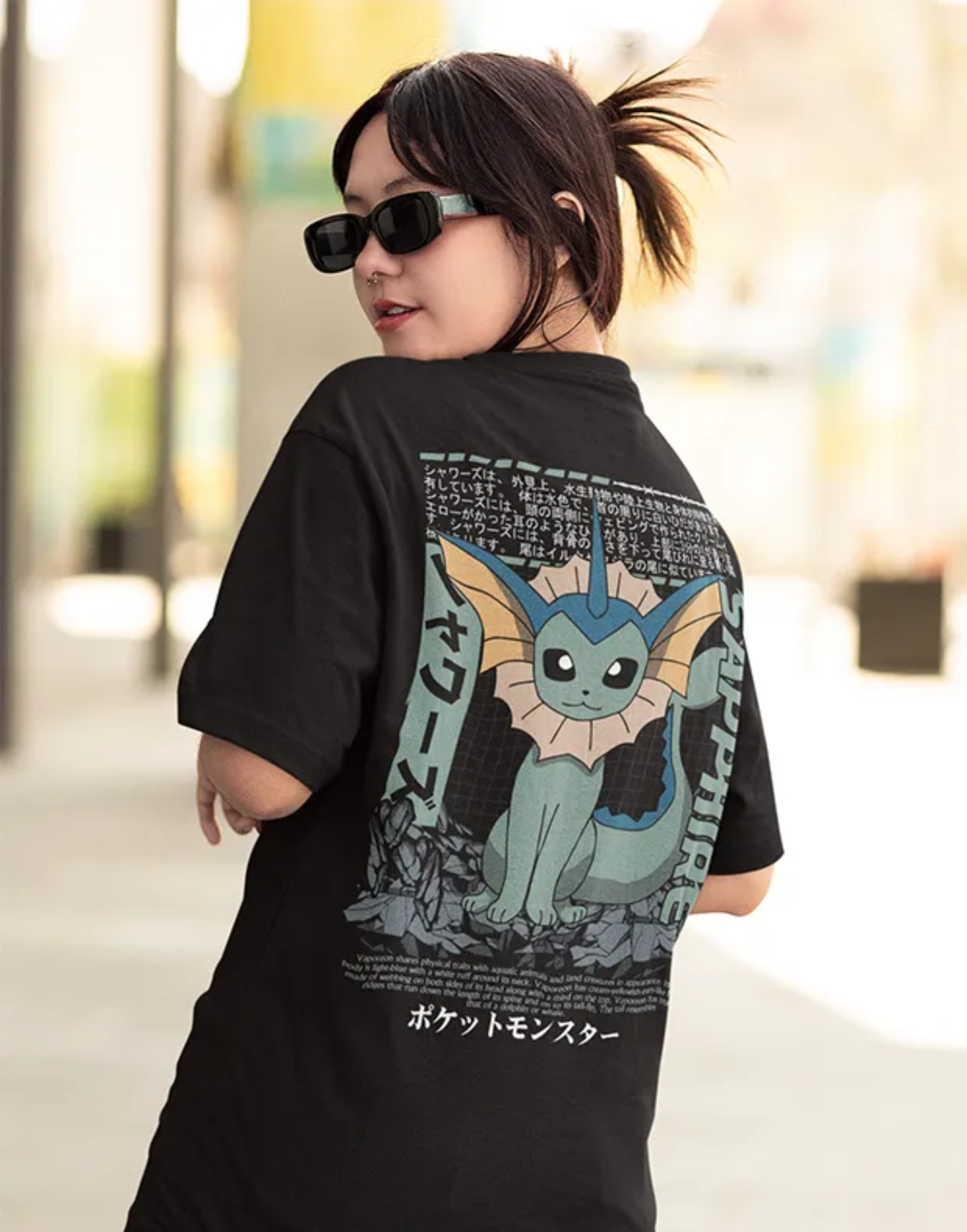 VAPOREON Pokemon Anime Premium Heavy Oversized T-Shirt