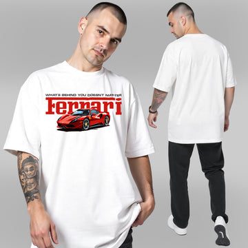 Ferrari Car Printed Premium Heavy Oversized T-Shirt