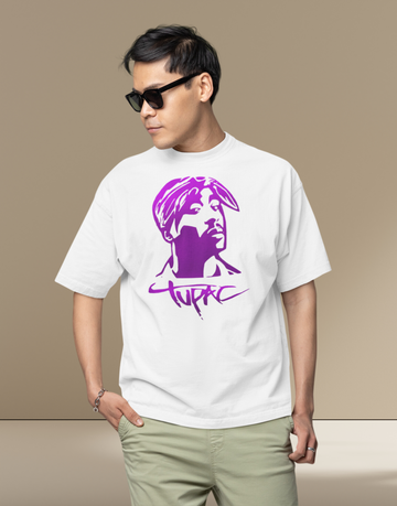 Purple Tupac Graphic printed Premium Heavy Oversized T-Shirt