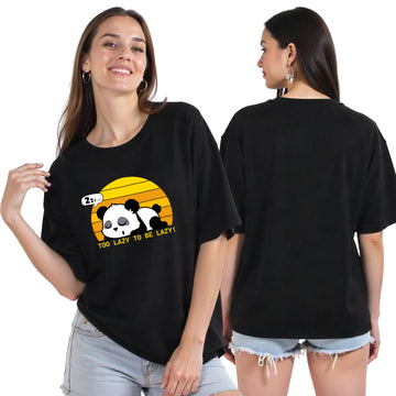 Lazy Panda Vibes Printed Premium Heavy Oversized T-Shirt
