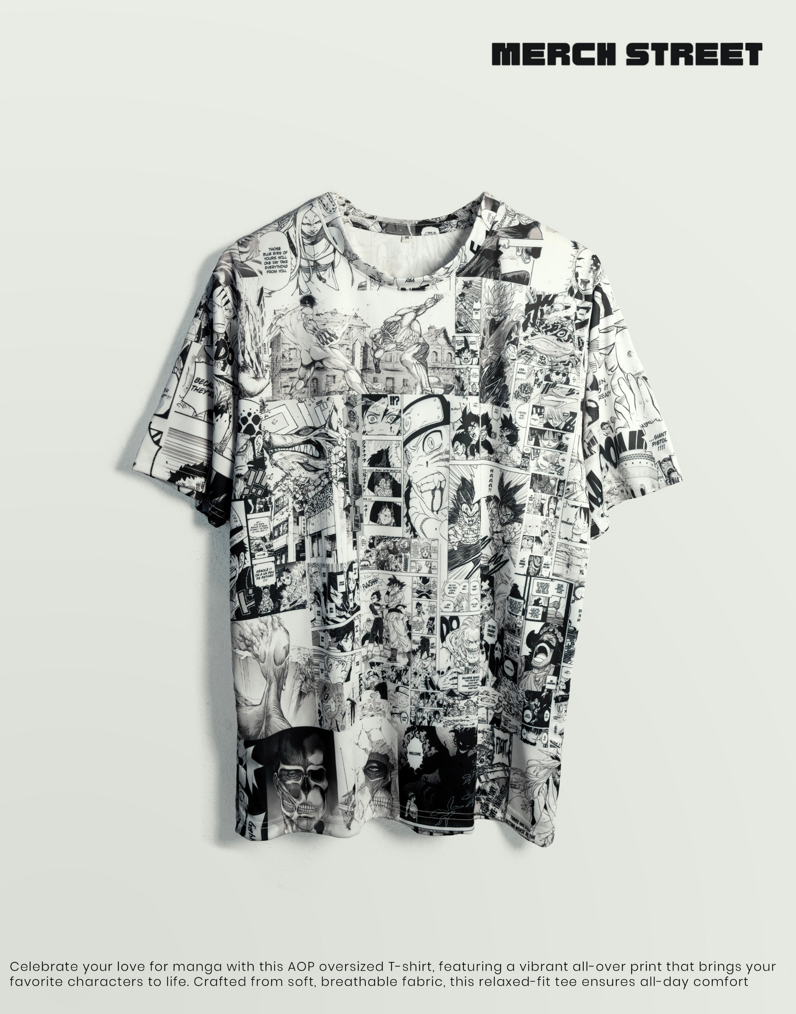 Manga: Comic Stripes Anime Oversized T-Shirt