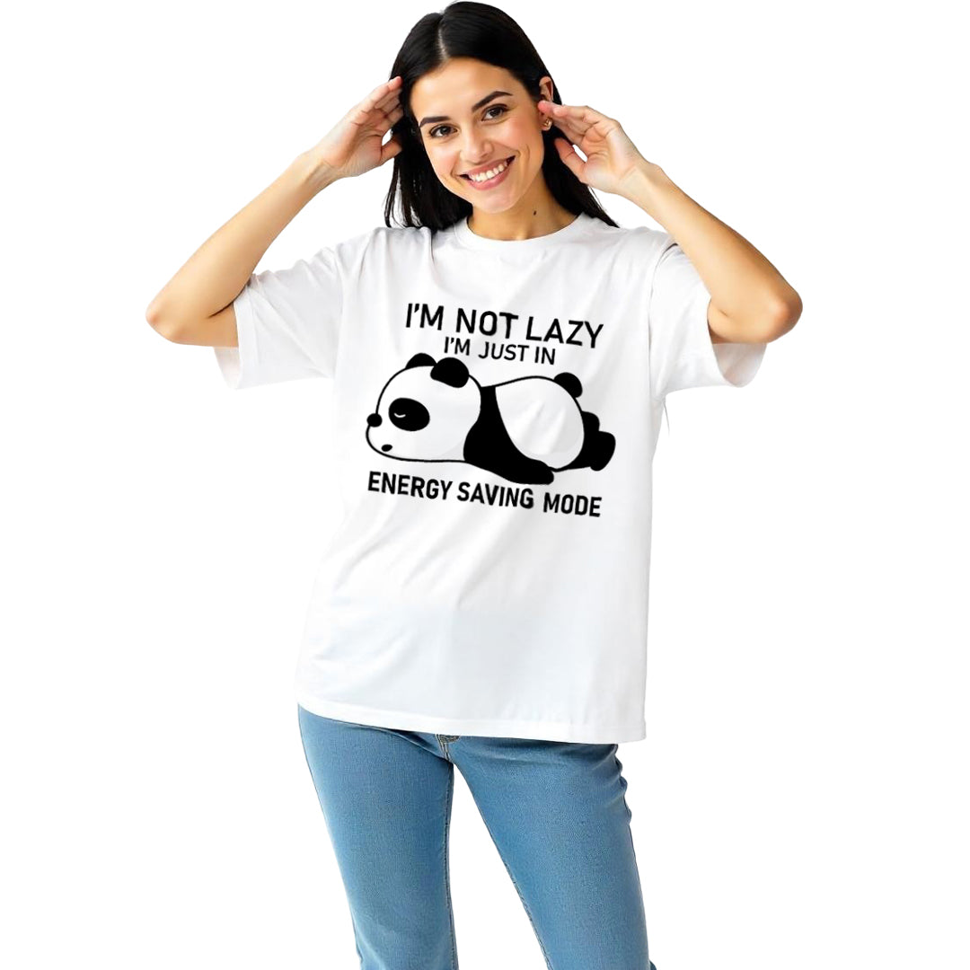 Energy Saving Panda Printed Premium Heavy Oversized T-Shirt