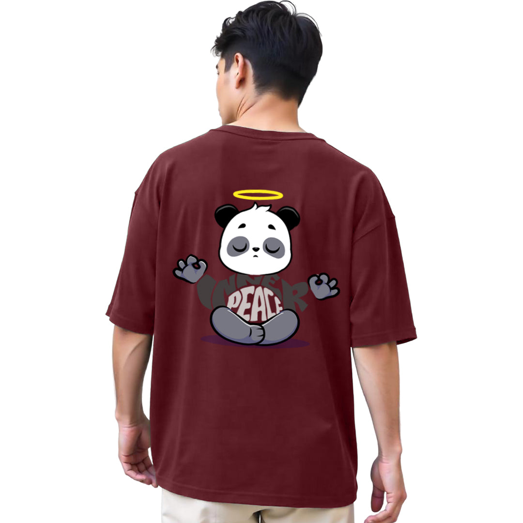 Inner Peace Panda Printed Premium Heavy Oversized T-Shirt