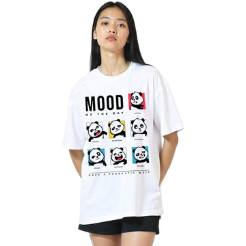 Mood of the Day Panda Printed Premium Heavy Oversized T-Shirt