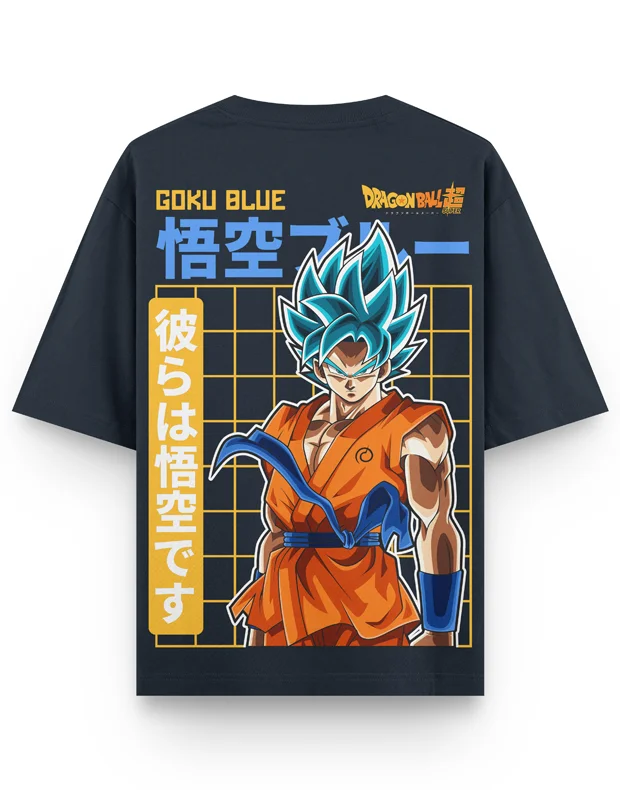 Goku Blue Anime Premium Heavy Oversized T-Shirt